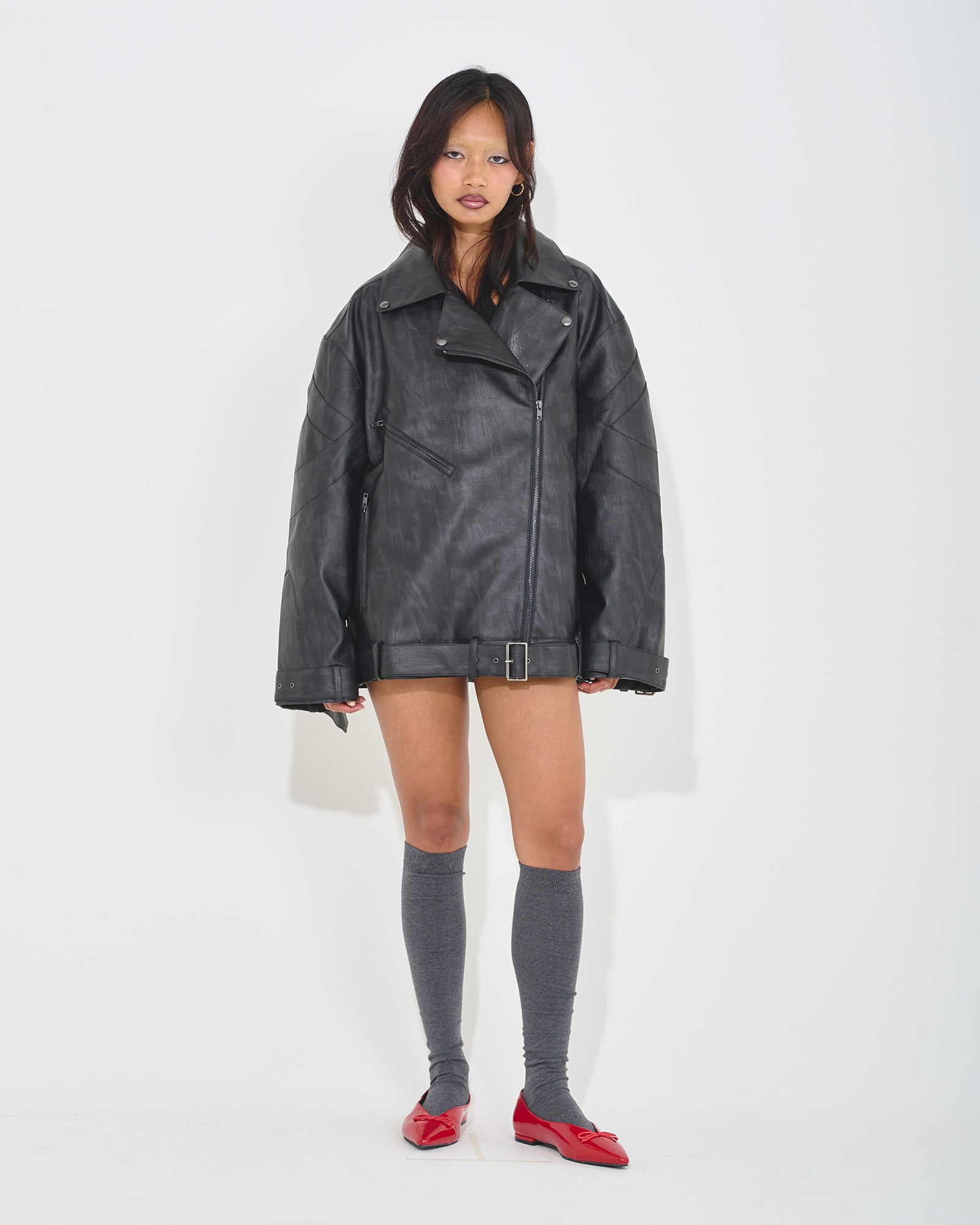 Faux Leather, Vegan, Jacket, Biker Jacket, Oversized Jacket, Black leather jacket, AW24,